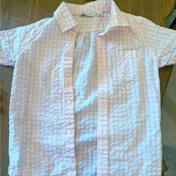 Janie and Jack Seersucker Button Down Pink Shirt - Picture 2 of 6